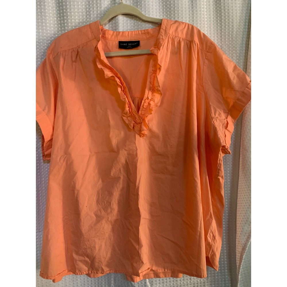 Lane Bryant Peach Ruffle V-Neck Blouse